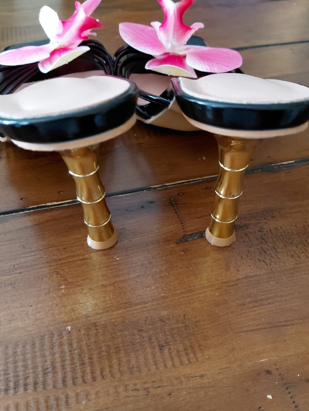 Black Floral High Heel Sandals - Picture 3 of 6